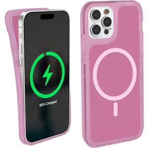 iHome Velo Silicone Case for iPhone 15 Pro, MagSafe Compatible, 10ft Drop Protection, Raised Camera Guard, Superior Grip Pink
