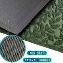 Bulijojo Sturdy Front Entrance Doormats,Durable Heavy Duty Welcome Mat,Thick Absorbent Natural Rubber Non Slip Mat,Easy Clean Entryway Mat Leaves Green, 47" x 32"
