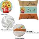 Fall Pillow Covers 18 x 18 Inch Set of 4 Thankful Grateful Blessed Harvest Floral Decorations Double-Sided Print Cushion Cases for Home Dcor (Orange and Blue)