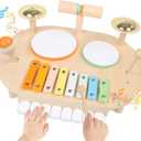 Toddler Drum Set for Kids, Wooden Montessori Toys for 2 Year Old, Baby Musical Instruments Percussion Set with Xylophone, Toddler Gifts for 2 3 4 Year Old Girls Boys Kids