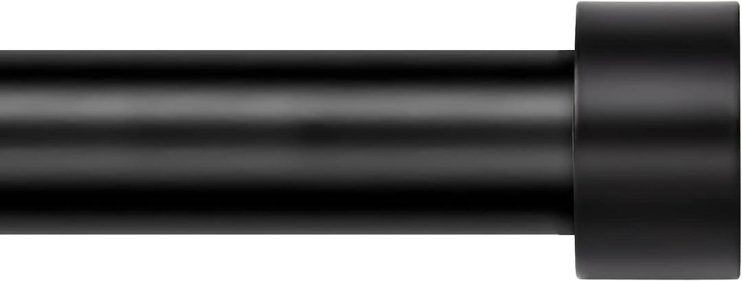Zeerobee Curtain Rods for Windows 48 to 84, 1 Inch Black Curtain Rod Set, Heavy Duty Drapery Rods with Adjustable Curtain Rods, Outdoor Modern Curtain Rod with Simple End Caps, 32"-86", Black (32"-86", Black)