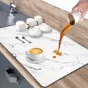 Dish Drying Mat for Kitchen Counter, 12"x19" Heat Resistant Drainer Mats with Non-slip Rubber Backed, Hide Stain Kitchen Drying Mat Super Absorbent Draining Mat, Easy to Clean Dish Rack Pad (White)