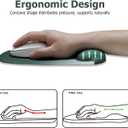 3 x Ergonomic Mouse Pad with Wrist Rest, Gel Mousepad with Wrist Support, Premium Lycra Fabric, Non-Slip PU Base, Ideal for Laptop & Desktop, Home & Office & Gaming, Desk Accessories, Sage Green