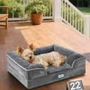 OhGeni Orthopedic Dog Bed Couch Cat Sofa for Small Sized Pets with Memory Foam, Machine-Washable Waterproof Removable Cover, Soft Comfortable Fabric, 22-inch (Gray) (22"x17"x6")