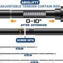 Abiglifty Black Shower Curtain Rod 30~85 Inches Adjustable Stainless Steel Shower Curtain Rods Spring Tension,Tension Curtain Rod,Non Slip,No Drilling, Sturdy and Durable.