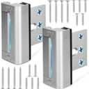 Home Security Door Reinforcement Lock, Upgraded Front Door Locks for Kids Safety Withstand 800 lbs, Child Proof Door Lock, Extra Door Lock from Inside Prevent Unauthorized Entry (2 Pack, Silver)
