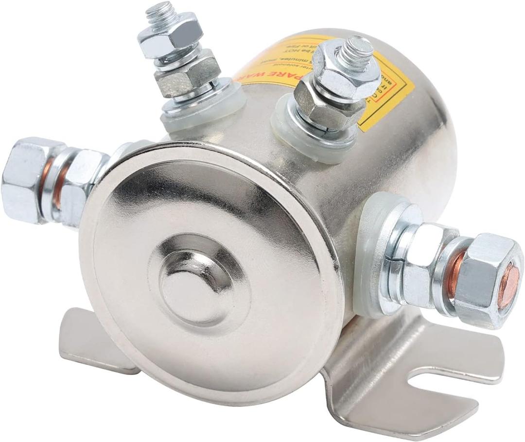 Upgrade Max 300A in Rush 12 Volt Solenoid Nickel-Plating for Golf Carts, Winch, Marine Heavy Duty (4-Terminal)