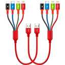 Short Multi Charging Cable, 1Ft/2Pack Multi Charging Cord, 4 in 1 Multiple USB Charger Cable,Fast Charging with IP/Type C/Micro USB Ports for Cell Phones/iPhone Series/Tablets/Galaxy/PS and More