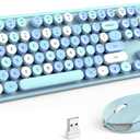 KNOWSQT Wireless Keyboard and Mouse Combo, Blue Colorful 2.4G Typewriter Full-Size Cute Keyboards - USB Receiver Plug and Play, for Computer, PC, Laptop, Desktop, Windows