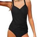 AGAPENG Girls Tankini Swimsuit Twist V Neck Bathing Suit Ruched Girls Swimsuit Two Piece Printed Girls' Swimwear 15-16 Years