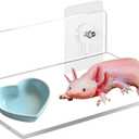 Axolotl Hammock Ledge for Aquarium, Axolotl Feeding Shelf with Feeder Bowl, Ceramic Heart Shape Feeding Dish, Tank Accessories for Bearded Dragons, Geckos, Lizards