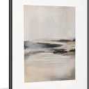 Poemwish Minimalist Landscape Wall Decor, Canvas Wall Art in Muted Earth Tones, Living Room Wall Art with Ethereal Atmosphere, Abstract Waterscape in Soft Brushstrokes 1' x 6"