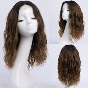 Medium Length Ombre Dark Brown Wavy Wigs for Women 18 Inch Middle Part Wavy Dark Brown Wig Natural Looking Synthetic Heat Resistant Fiber Wig for Daily Party Use (18 inch)