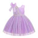 IDOPIP Toddler Flower Girl Dress Sequin Bowknot Pageant Wedding Guest Dress Baby 1st 2nd 3rd Birthday Dresses Ruffle Tulle Tutu Party Princess First Communion Formal Ball Gown Purple 5 Years