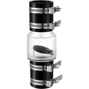 Sump Pump Check Valve 1-1/2", Check Valves Spring Loaded Flapper for Backflow Prevention, Silent Check Valve with 4 Stainless Steel Clamps, Sump Pump Life Expectancy Increase, Fit 1-1/2" Pipe
