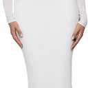 BORIFLORS Women's Elegant Off The Shoulder Bodycon Long Sleeve Maxi Dress Mesh Cocktail Party Wedding Guest Formal Dresses (Large, White)