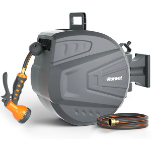Retractable Hose Reel 1/2" X 100ft Garden Hose Reel,Auto Rewind/Self-Locking System/Wall Mounted/180°Pivot Bracket With 9- Function Sprayer Nozzle For Garden Lawn Garage watering