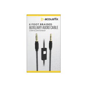 6ft Braided Auxiliary Audio Cable 3.5mm to 3.5mm Connector