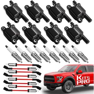 KitsPro UF413 D510C D513A Ignition Coil And Spark Plug Set (Square, Not Round). Spark Plug And Coil Set for V8 2007-2018 Chevy Silverado Suburban Tahoe, GMC Sierra Savana Yukon, Cadillac Escalade