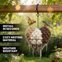 Handmade Fiber Bird Nesting Heart, Refillable Birds Haven 1 Heart Shape Hummingbird Nesting and 2 Bags of Nest Materials, Winter Fowl Gifts Animal Hummingbirds Lovers Home Garden Yard