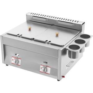 Commercial Deep Fryer, Dual Oil Tank Gas Heating Deep Fryer With 2 Filter Baskets, Stainless Steel Countertop Frying Machine w/Temperature Control, Used For Home Kitchen, Restaurant, Hotel