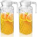Peohud 2 Pack Acrylic Pitchers, 37oz Clear Plastic Pitcher with Removable Lid, Transparent Juice Jug Water Pitcher for Iced Tea, Sangria, Lemonade, Cold or Hot Beverages, BPA-Free and Shatter-Proof