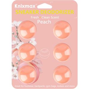 Knixmax Shoe Deodorizer Balls, Boot Deodorizing Shoe Odor Eater Ball Sneaker Deodorants, Gym Bags Lockers Car Air Fresheners, 6 Packs Peach Pink