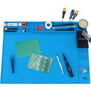 STREBITO Soldering Mat - Large, Heat Resistant Up to 932F, Magnetic, Silicone Work Mat for Soldering Iron, Electronic & PC Building - Size 21.7" x 15.8