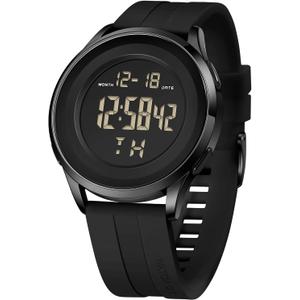 COSSINIGE Mens Digital Waterproof Military Watch for Men Black Dive Tactical Sports Minimalist Ultra-Thin Wrist Watch