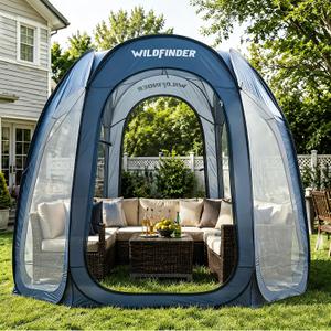 WildFinder 10x10 Pop Up Screen House Tent, Portable Screened Canopy with Mesh Walls, Waterproof Instant Gazebo, Backyard Shade Mosquito Tent for Patio, Backyard, Deck and Camping, Fits 4-6 Person