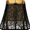 Etched Forest   Rectangle Lamp Shade Fitter Floor Lamp Shade, ALUCSET Large Metal Lampshade for Living Room Bedroom Top Diameter 8" Bottom Diameter 13.9" Height 11" (Black/Gold)