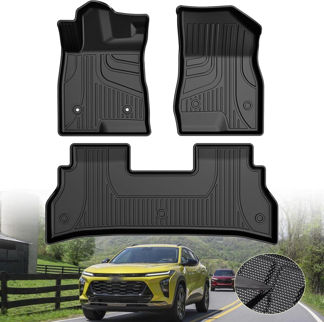 Original 2024 2025 2026 Trax Floor Mats for Chevrolet/Chevy Trax LS/1RS/LT/2RS/ACTIV Models - TTX LIGHTING Floor Liners Custom Fit 2025 2026 Chevy Trax 1st and 2rd Row Car Mats Interior Accessories