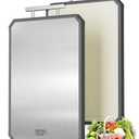 SNOWCLAD Stainless Steel Cutting Board,Double Sided Steel Bread Boards for kitchen,Stainless Steel/Wheat straw pp Large Board for meat,non toxic Chopping,16 * 11 Inch,Dishwasher Safe