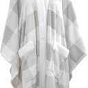 Mellowdy ULazy Blanket, Poncho Shawl Wearable Blanket with Pockets and Sleeves for Women and Men, Warm Snuggie, Soft Fuzzy Robe Fleece Throw for Gifting, Home, Travel (Light Grey Check)