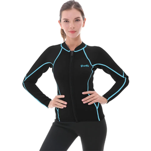 GoldFin Wetsuit Top Women, 2mm Wetsuits Jacket Long Sleeve Neoprene Tops for Water Aerobics Diving Surfing Swimming.2XL