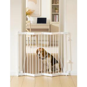 No Pawblems Retractable Safty Gate, Metal Adjustable Dog Gate for Doorways, Stairs & Hallways, Expands to 38" Wide, Auto Retract Design, No Bottom Bar, White