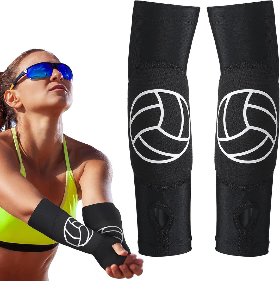 Minatee Volleyball Arm Sleeves Passing Hitting Forearm Sleeves with Protection Pads and Thumb Hole (12 Inch)