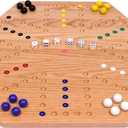 Wahoo Wooden Marble Game Board Set - Large 24" Wide - Solid Oak Wood - Double-Sided - with Large 22mm Marbles and Dice Included