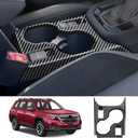 Car Center Console Armrest Front Cup Holder Trim Panel for Subaru Forester 2025 2026 Auto Interior Decorations Accessories Central Control Protection Cover Carbon Fiber Style Kit