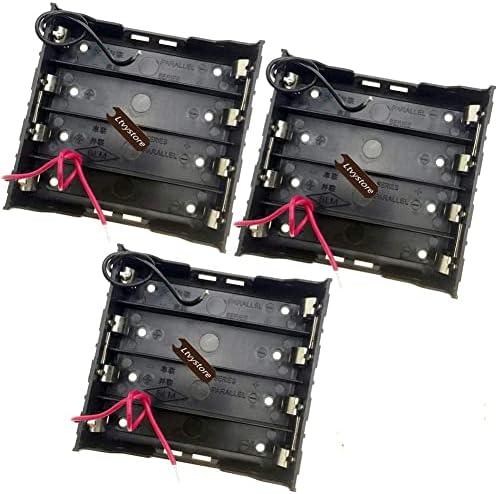 18650 Battery Case Holder, 3 Pcs 4 Slots x 3.7V 14.8Volt DIY Battery Storage Box, in Series Black Plastic Batteries Case for 4 x 18650 Ltvystore
