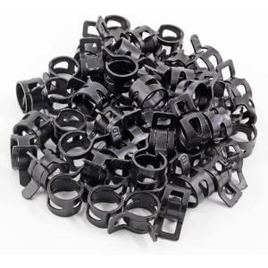 50Pcs 3/8" Spring Band Type Action Hose Clamp,10mm Black Manganese Steel Spring Clip Pipe, for Fuel Line Silicone Hose Line Water Pipe