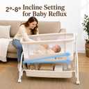 All-in-1 Bedside Bassinet for Baby – Adjustable Height Bedside Sleeper with Full Mesh Sides 2 Breathable Sheets & Storage Basket | Portable Baby Bassinet for Newborns with Wheels Bed Anchor, Crib
