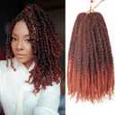 Marley Twist Braiding Hair 14 Inch Afro Kinky Curly Crochet Braids 8 Packs Cuban Twist Synthetic Low Maintenance Skin-Friendly Hair Extensions (1B/350, Packs of 8)