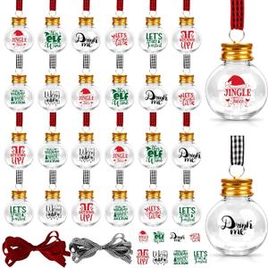 30 Pack Christmas Booze Balls Clear Ornament Balls for Christmas Tree Holiday Decor Xmas Craft Supplies (Round_Colorful)