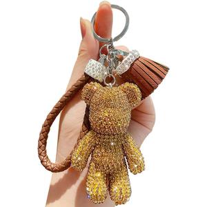Creative Cool Diamond Bear Design Pendant Keychain Key-Chains Keyrings (Yellow)
