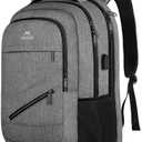 MATEIN Travel Laptop Backpack, 17 Inch Work TSA Approved Carry on Backpack, Large Computer Business Bag for Men Women with USB Port and Trolley Sleeve, College School Rucksack Book Bag, Grey