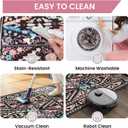 Black Rug 2'x3' - Small Washable Entry Rug Floral Boho Diamond Area Rug for Entryway Kitchen Bathroom Door Mat Indoor Entrance, Pet & Kids Friendly Stain & Fade Resistant Non Slip Carpet