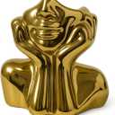 Face Vase Unique Ceramic Vase for Room,Office,Home Decor,Gold,A