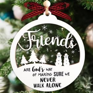 Friendships Ornament, 2 Layer Friends Christmas Ornaments, Friends Ornament, for Women, Friendship Ornaments for Women Friend, New Year Gift, Friendship Gifts (White 1)