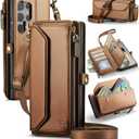 Wallet Case Compatible with Samsung Galaxy S24 Ultra 5G RFID Blocking 10-Card Holder Soft PU Leather Magnetic Snap Strap Zipper Pocket Phone Case Fit for Galaxy S24 Ultra - Brown